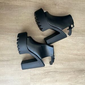 SHEIN Black Platform Chunky Heel Boots